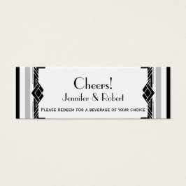 白黒シルバー結婚アールデコ飲料チケット