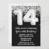 白黒シルバー14thバースデーパーティー 招待状 (正面)