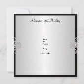 白黒シルバー21歳の誕生日 招待状 (裏面)