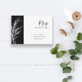 白黒シルバーRSVPの応答結婚カード 出欠カード