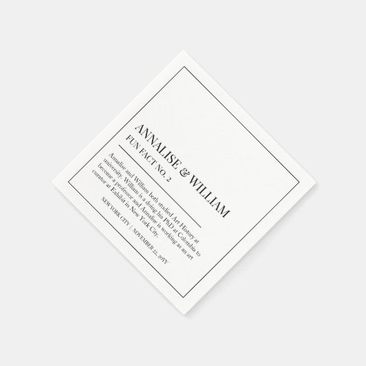 白黒シンプルおもしろいファクト2をアニ結婚ライズ スタンダードカクテルナプキン (角)