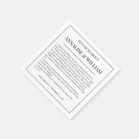 白黒シンプルおもしろい事実をアニ結婚ライズ スタンダードカクテルナプキン (角)