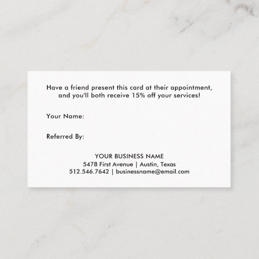 白黒シンプルでモダンな手書きの原稿| 紹介カード (裏面)