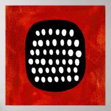 白黒シンプルとレッドポスターウォールアート