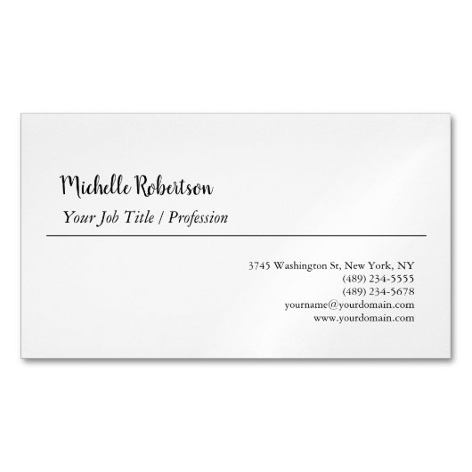 白黒シンプルなミニマリスト マグネット名刺 (正面)