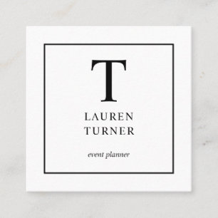 白黒シンプルなモノグラム スクエア名刺