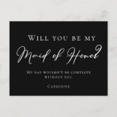 白黒シンプルのメイド・オブ・オーナー（花嫁付き添い人） ポストカード (正面)