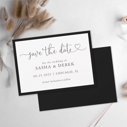 白黒シンプルのモダン保存日 セーブザデート