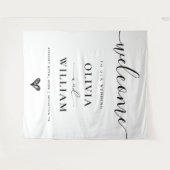 白黒シンプルのモダン歓迎サイン タペストリー (正面(横))