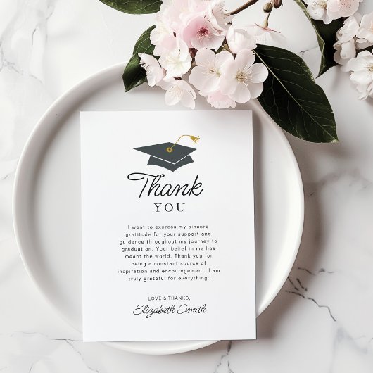 白黒シンプルの卒業サンキューカード サンキューカード
