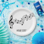 白黒シンプルの音楽メモ ペーパープレート (パーティー)