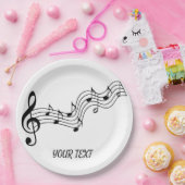 白黒シンプルの音楽メモ ペーパープレート (パーティー)