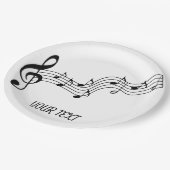 白黒シンプルの音楽メモ ペーパープレート (アングル)
