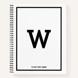 白黒シンプルイニシャルモノグラムスケッチブック ノートブック