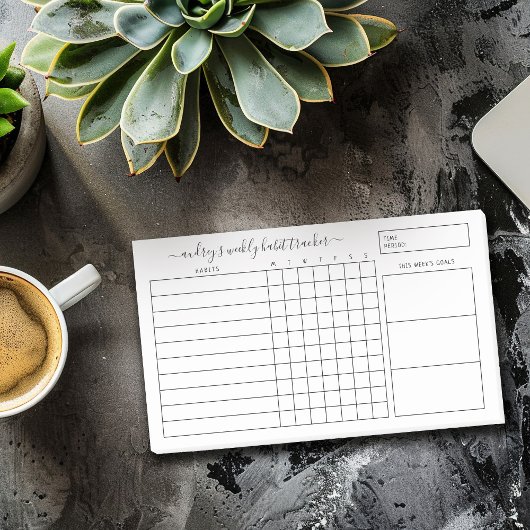 白黒シンプルウィークリークッショントラッカー ポストイット