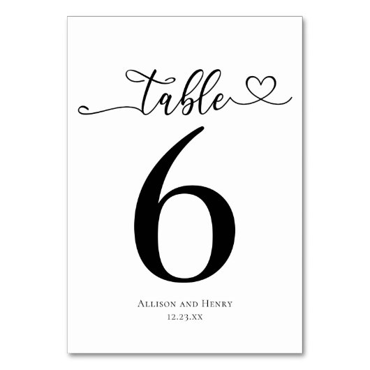 白黒シンプルウェディングレセプション テーブルナンバー (正面)