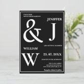 白黒シンプルエレガントモダン結婚の 招待状 (スタンド正面)