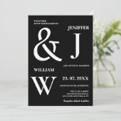 白黒シンプルエレガントモダン結婚の 招待状 (スタンド正面)