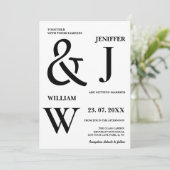 白黒シンプルエレガントモダン結婚の 招待状 (スタンド正面)