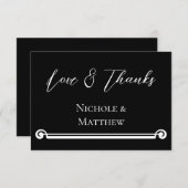 白黒シンプルエレガント結婚の サンキューカード (正面/裏面)