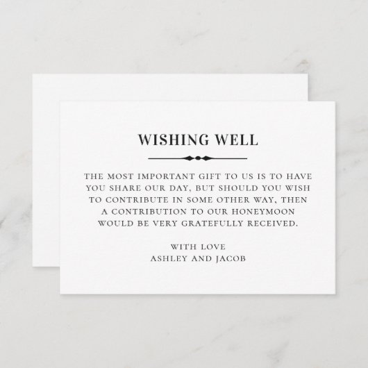 白黒シンプルクラシック結婚の願い井戸 エンクロージャーカード (正面/裏面)