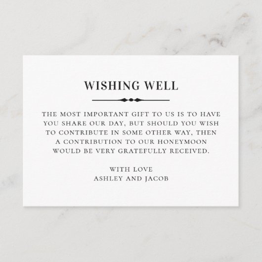 白黒シンプルクラシック結婚の願い井戸 エンクロージャーカード (正面)