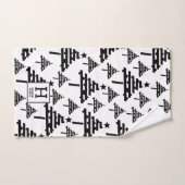 白黒シンプルクリスマスツリーモノグラム バスタオルセット (ハンドタオル)