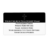 白黒シンプルクロスアウトライン教会ラベル ラベル (正面)