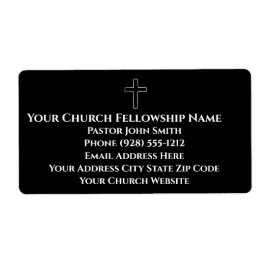 白黒シンプルクロスアウトライン教会ラベル ラベル