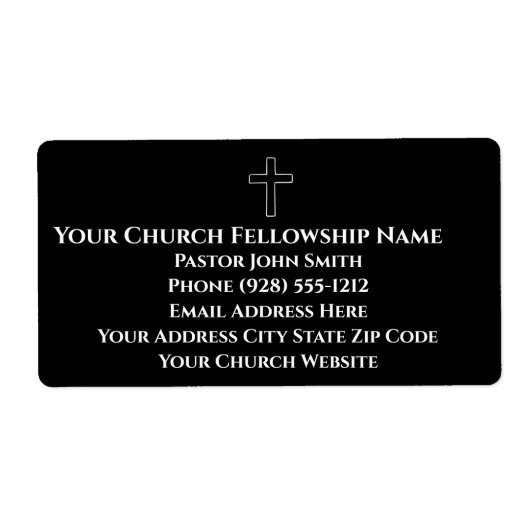 白黒シンプルクロスアウトライン教会ラベル ラベル (正面)