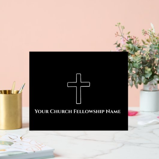 白黒シンプルクロス概要教会の牧師 アクリルサイン (ウェディング)