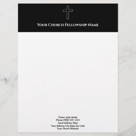 白黒シンプルクロス概要教会の牧師 レターヘッド