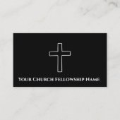 白黒シンプルクロス概要教会の牧師 名刺 (正面)