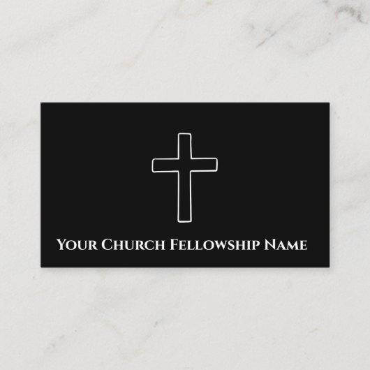 白黒シンプルクロス概要教会の牧師 名刺 (正面)