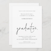 白黒シンプルグラードルンチョン卒業式 招待状 (正面/裏面)