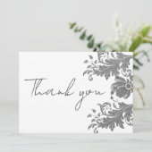 白黒シンプルグリッターフローラレースありがとう 招待状 (スタンド正面)