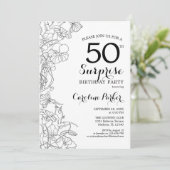 白黒シンプルサプライズ50thバースデーパーティー 招待状 (スタンド正面)