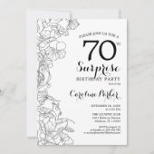 白黒シンプルサプライズ70thバースデーパーティー 招待状 (正面)