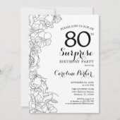 白黒シンプルサプライズ80thバースデーパーティー 招待状 (正面)