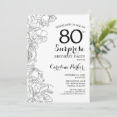 白黒シンプルサプライズ80thバースデーパーティー 招待状 (スタンド正面)