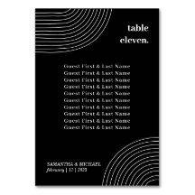 白黒シンプルジオメトリックラインゲスト名シート