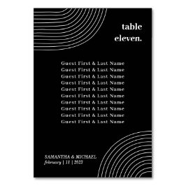 白黒シンプルジオメトリックラインゲスト名シート テーブルナンバー