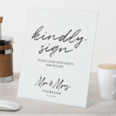 白黒シンプルスクリプ結婚トのゲストブックサイン 台座サイン (インサイチュ)