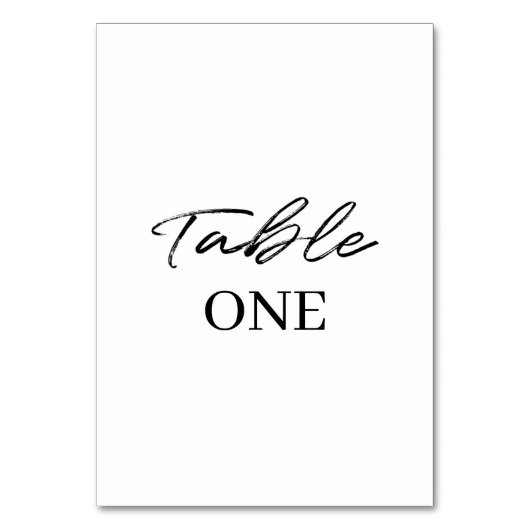 白黒シンプルスクリプ結婚ト テーブルナンバー (正面)