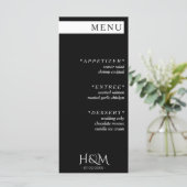 白黒シンプルストライプディナーウェディング メニュー (スタンド正面)