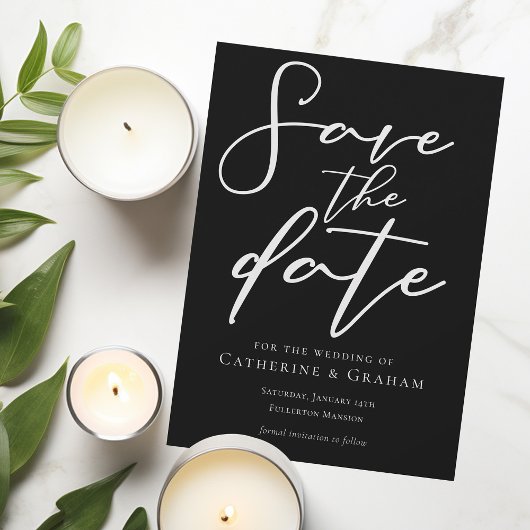 白黒シンプルタイポグラフィシックはっきりしたウィンター セーブザデート