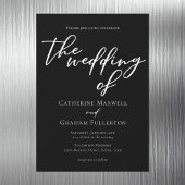 白黒シンプルタイポグラフィシック冬ウェディング マグネット招待状