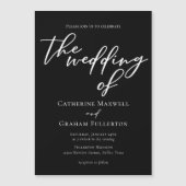 白黒シンプルタイポグラフィシック冬ウェディング マグネット招待状 (正面)