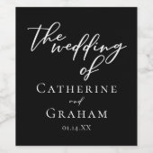 白黒シンプルタイポグラフィシック冬ウェディング ワインラベル (シングルラベル)