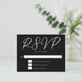 白黒シンプルタイポグラフィシック冬ウェディング 出欠カード (スタンド正面)
